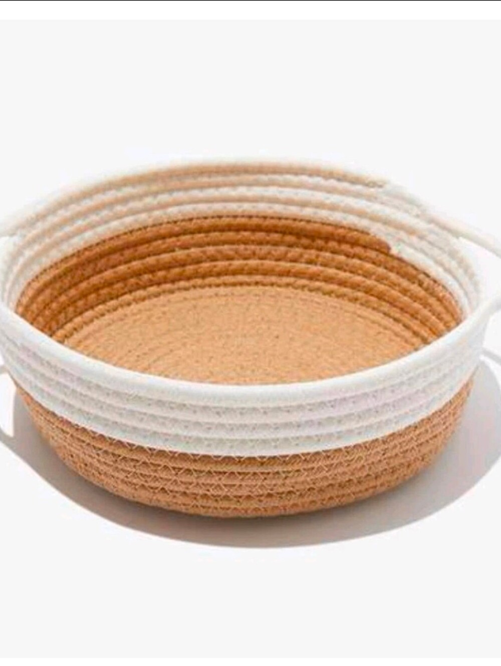Short Stories Woven Rope Storage Basket in Natural & White